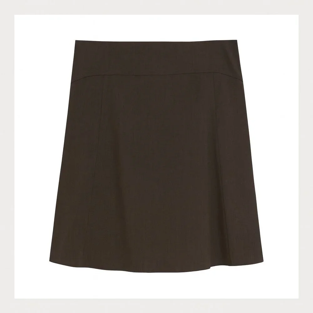 Lafayette 148 NY Skirt Brown Lightweight Virgin Wool A-Line  Size 12‎ Like New
